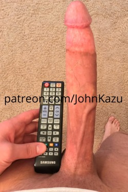 horsehunghuman: johnsgrowth:   Towering over my remote! This pic was a request by my Patreon fans - as by my Patreon policy, this pic was taken 30 days ago. Become part of the community here: https://www.patreon.com/JohnKazu/posts Reblogs &gt; Likes!