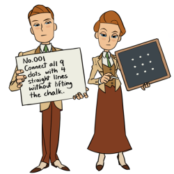 viivus:  Robert and Rosalind Lutece in Professor Layton-y style - now with actual puzzles! (answers over here) Personal note -  the only puzzle of these three I actually solved without getting the answer spoiled was the last one, and it took me half