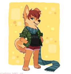 heee ok this is my shiba mutt oc uvu her name is karma and she&rsquo;s pretty tomboyish and loves to wear and collect ridiculously long scarves cause she&rsquo;s a dork