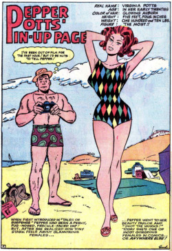 vintagegeekculture: Don Heck’s Pepper Potts pin up in Iron Man (Tales of Suspense).  I didn’t know “Pepper” was a nickname for “Virginia.” 