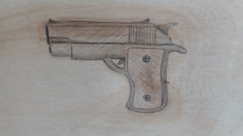 Porn photo Got Bored and Drew A Gun On Wood at Uncles