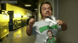Never have I wanted to be Hornswoggle but look at how close he is to Wade&rsquo;s Bull Hammer! 