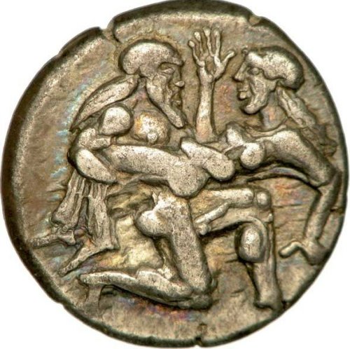 Thasos, statère au satyre ithyphallique, vers 470-463 av. J.-C. Nudes &amp; Noises  