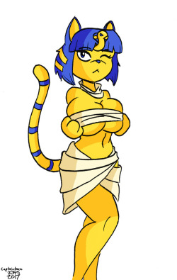 captaintaco2345-2:Ankha from Animal Crossing. I’ve been wanting to draw her for a while now. ANIMAL CROSSING SWITCH IS GONNA BE A THING