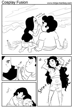 when-extremes-meet:  ninjamonkeystudios:  Steven Universe – Stevonnie ComicHad a little time last week between taking care of kids and dinner. Just went with a little inspiration from shawarma-palace who prompted me to draw Connie last month. If you