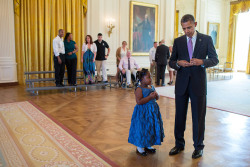 whitehouse:  Alanah Poullard—the five year old daughter of a wounded warrior—gets a written note from President Obama, excusing her from school for the day. 
