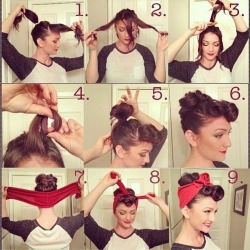 awkwardranga:  wraparoundcurl:  jbrclothing:  Cool Do’s  I can’t wait to fail at pinterest hair.  This is literally how I want to do my hair every day of my life but I am far too lazy. I do victory rolls sometimes though and I love them… 