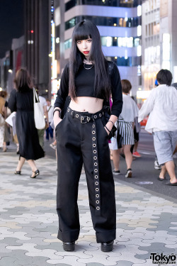 tokyo-fashion:  18-year-old Katorina on the street in Harajuku wearing dark fashion from Faith Tokyo, Killstar, Deandri, resale shops, and American Apparel. Full Look 
