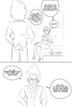 Anonymous said to funsexydragonball: Businessman Vegeta arrives at the club demanding to see manager Bulma - he has a proposition for her, he wants to buy the club and turn it into a gentleman&rsquo;s club and he also wants her but she&rsquo;s not going