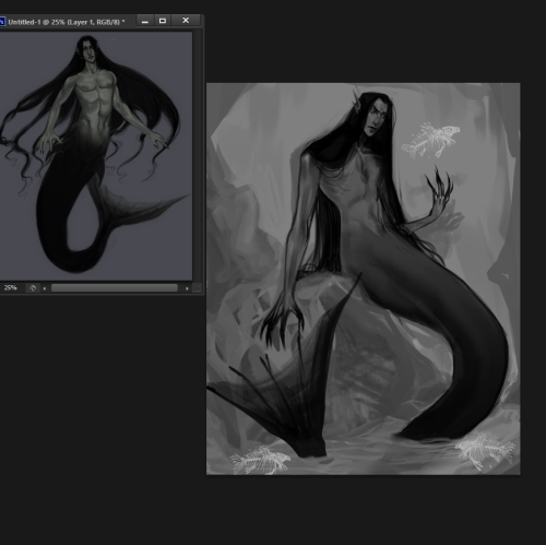 #WIPRedrawing a previous #Mermay piece I was never happy with before. When I&rsquo;m low on art motivation I like to go back to old art ideas before I had the skill to execute them like a nod to my old self &ndash; &ldquo;I&rsquo;ve come this far, now