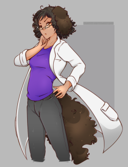 good-dog-girls:  ebuncha drawings I have commissioned of my OC Dr. Nsaria Isabella Chandra. She is a dog girl scientist who specializes in cybernetics, biology and being awkward around potential love interests. First and last pics are done by @cluestripes