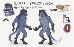 dagossss:Just a reference for Syrax and what her fur looks like. She is a blue-furred Charr! Among her belongings are: a hunting knife, coin purse, eyepatch, and confiscated items from her Fahrar! Yes, she is a Blood Legion Primus! She’s here to train