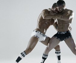 c-in2:  Get your H+A+R+D on with C-IN2’s new take on old school.  Models Erasmo Viana and Chuck Strogish wrestle it out in contrasting punts with matching shin socks.   Get in on the action @ http://www.c-in2.com/store/collections/hard.html 