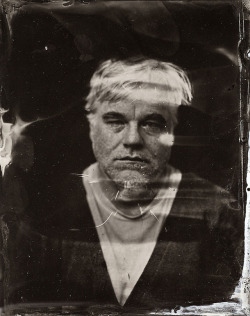 americanapparel:  aclockworkorange:  One of the last images of Philip Seymour Hoffman, a tintype taken at the Sundance Film Festival where he made his last public appearance.  Source: http://aclockworkorange.tumblr.com