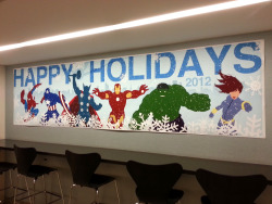 marvelentertainment:  Hey there, Marvelites! Agent M here. Yesterday was our holiday lunch at Marvel HQ and I took a few photos of our Hulk conference room* &amp; surrounding area before the hungry staff gathered together. Big thanks to all the staffers