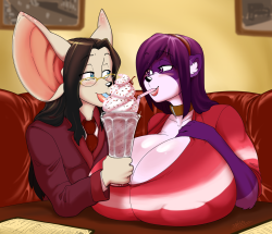 thestripedwurf:    The Second of Shina’s dates over valentines! Sharing a milkshake at nice little restaurant. I also think its awesome that her dates thus far have been in super formal clothes. Gotta look proper! 
