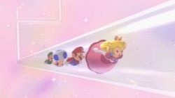 Whether Peach is goin&rsquo; commando or not&hellip; Mario looks happily surprised.