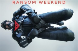 ransommoney:  Ransom Air - Ransom Weekend  Mitts locked to harness, muzzled and gagged 