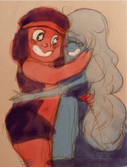 kizzycannon:A quick and messy little sketch of ruby and sapphire cause they’re just too adorable and the latest episodes were amazing :)