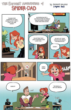 mousathe14:  wackd:  scienceninjaturtle:  The Earnest Adventures of Spider-Dad  Not gonna lie I would read like a kajillion issues of this  As would I. Anthony Holden does adorable domestic well. If you’re not following his tumblr already, you should.