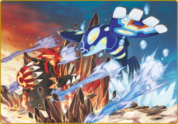 clocktowerguardian:  Groudon and Kyogre’s Ancient De-evolution.They’ll get new signature moves and a Megaevolution-like symbol next to their names. Their bodies become more similar to their element: Groudon is Ground/Fire and its body’s made of