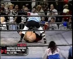 gauna-03: Here’s an uncensored screenshot of Mikey Whipwreck (top) pinned Steve Austin (bottom) from ECW November to Remember 1995. For many reasons why this is my favourite. *cough cough* Source (censored version, sadly): [YouTube] 