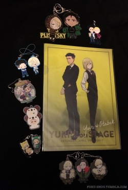 Otayuri Official Merch, Part 3! (Part 1 and Part 2)Counterclockwise from top right:YOI Movic Rubber Strap Collection (With Otabear! &lt;3)YOI Avex Acrylic Keychain Vol. 5 (~Fashion~)YOI es Series Nino Rubber Strap Collection (Cute beady eyes)YOI Toji
