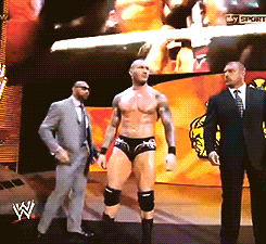 littledozerbaby:  I’m just gonna leave these two crappy gifs right here. HHH’s all what the hell are you doing Dave do not touch him like that - I am your boss ——