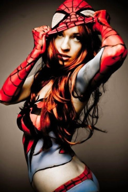 Nerdybodypaint:  Mary Jane Watson In Spiderman Outfit