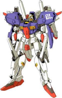 the-three-seconds-warning:  MSA-0011 S Gundam  The S Gundam was a very heavily armed and armored mobile suit. This unit was also able to turn in two seprate high speed fighter craft, called G Attacker and G Bomber.  Weaponwise, the S Gundam featured a