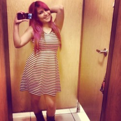 hellosteph0h:  Miss my #purple #hair! I think Iâ€™m going to #dye it back to that #color :3 (#me #girl #hellosteph0h #dress #fittingroom)