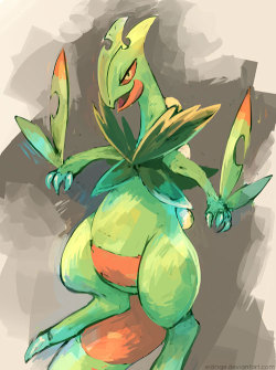 art-by-eldrige:  I am very happy with Mega Sceptile’s design and type change :D Cut in half due to tumblr’s height limit, unbroken version on my devart post 