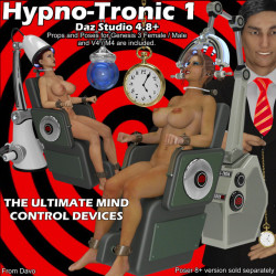 Take  control of your favorite characters mind with these new and classic  mind control &ldquo;Hypnotizing&rdquo; devices. Support for Genesis 3 male and  female plus M4 and V4. This one is ready for Daz Studio created by Davo! Woo! &ldquo;Hypno-Tronic&rd
