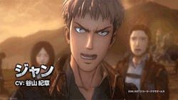 Jean + gameplay from the 3rd trailer of KOEI TECMO’s upcoming Shingeki no Kyojin Playstation 4/Playstation 3/Playstation VITA game!Release Date: February 18th, 2016 (Japan)More gifsets and details on the upcoming game!