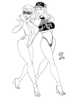 soubriquetrouge:  pinupsushi:  Mature commission for Cypher Three.Fleur Delacour and Nene Canberra prowling the beaches of France Riviera for some new boytoys to play with.  Slut girl is like a modern classic