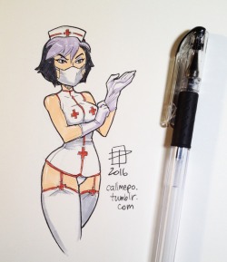 grimphantom2:  callmepo:  Feeling a little under weather but not actually sick.  Still… good enough reason for a tiny doodle of a naughty nurse Gogo, right?  I know someone getting dat injection =P 