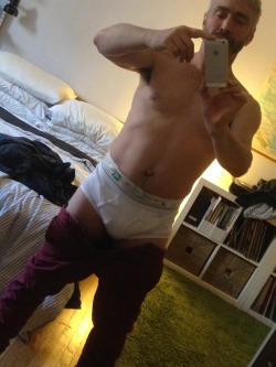 wetscruff:caught short without a onesie, these work pretty well :)    So damn HOT!