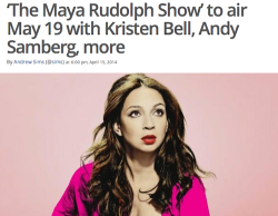 hypable:  NBC has announced the air date for Maya Rudolph’s variety show special which will include a slew of guest stars.  The Maya Rudolph Show will air Monday, May 19 at 10 p.m. eastern/pacific on NBC, according to a press release sent out this