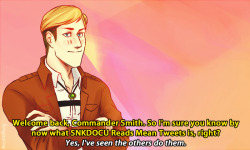 I don&rsquo;t even think that was hate, Erwin. I think the general population just means &ldquo;Fuck Erwin Smith&rdquo;. Like literally. SNKDOCU READS MEAN TWEETS! Another installment of mean tweets supplied by textsfromtitanfood. Also thanks to everyone