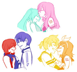 doodled my vocaloid otps because why not also rin is a little shorter then len that was a mistake sorry ahaha;;;