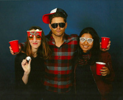 yourfavoritedirector:  Fratboy!Jensen with BeerPongChamp! @preciousmish and ISo we went up to him and I asked him if we could be “douchebag fratboys together” and he said “sure” so I handed him the glasses and then asked if he would wear the
