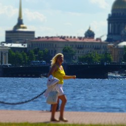 Beautiful Day, #Beautiful #People  #Walk #Walking #Woman #Girls #Yellow #River #Sky