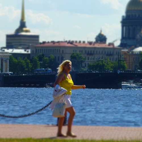 Beautiful day, #beautiful #people  #walk #walking #woman #girls #yellow #river #sky #colors