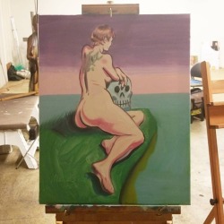 Painting.   Oil on canvas, 16&quot;x20&quot;  #art #painting #oil #oilpainting #figure #nude  #artistsontumblr #artistsoninstagram #skull  https://www.instagram.com/p/BnSVNnlnwlr/?utm_source=ig_tumblr_share&amp;igshid=1dm8unt3ark0g