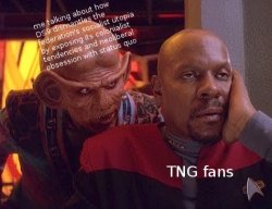 getoutofmyjaneway:  gar-trek:lastvalyrian:the shows’ themes are actually not in opposition but are complementary and important in their own right and also fandom infighting is annoying guys don’t forget    And then there is Voyager