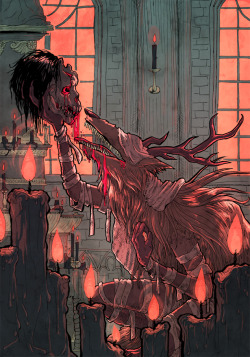 thestudyofmonsters:  “Let us partake in Communion… And feast upon the Old Blood.”The Vicar Amelia, practicing what she preaches.My second Bloodborne piece for Baltimore ComicCon!! I’ll be selling this and some other prints (including my Eileen