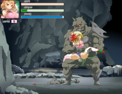 pixel-game-porn:  Busty little blonde adventurer getting raped by a horny troll orc’s monster cock in a screen shot from the animated hentai game  Emulis of the Valley of Magic.