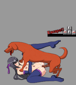 pixel-game-porn:  Super busty oppai hentai ninja asian girl with big tits and legs spread wide as she’s getting fucked by a dog in animated xxx hentai gif from the scrolling game Shinobi Girl.