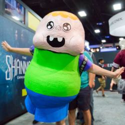 Clarence cosplayer welcomes you to a week of brand new episodes of Clarence, starting tonight at 6/5c! #clarence #cosplay #costume #papermache #comiccon2015 #sdcomiccon
