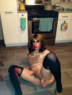 goacceptyourfate:  Sissy fuck pet Swishy Nicky makes sure her fag hole is ready to receive hard cock and cum.